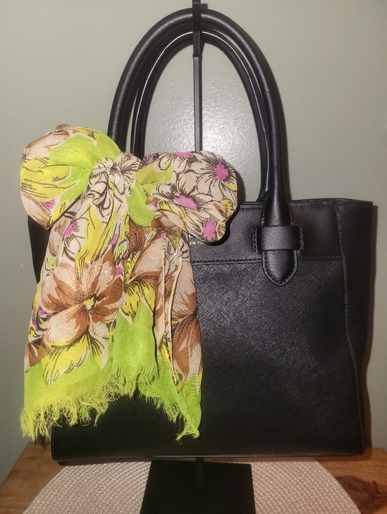 kate spade Handbags - Kate Spade Melanie Structured Black Tote with Green Floral Silk Scarf